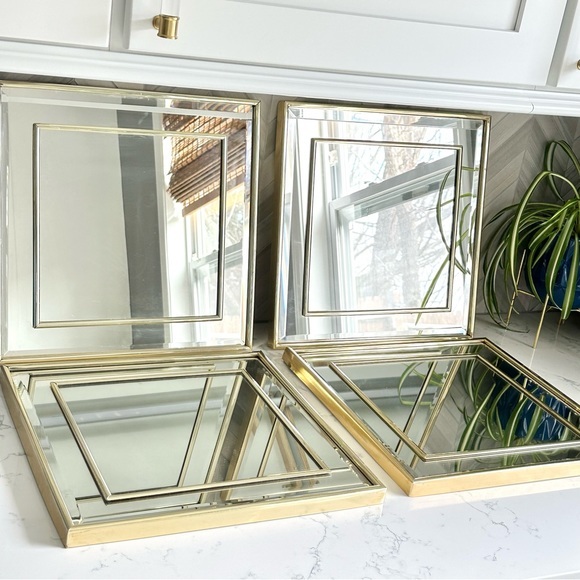 Vintage | Wall Decor | Vintage Set 4 Gold Framed Mirror Trim Wall ...
